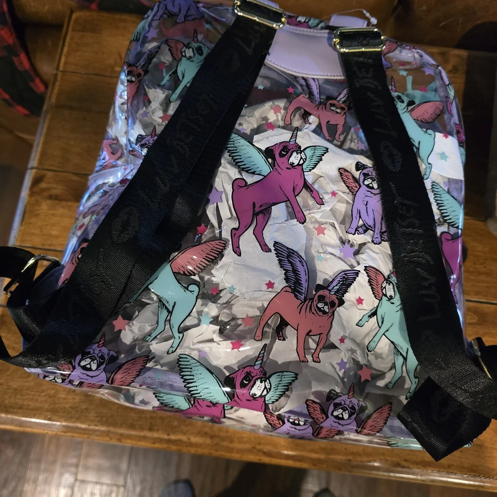 Betsey Johnson Flying Pug Kids Backpack - Lavender and Teal